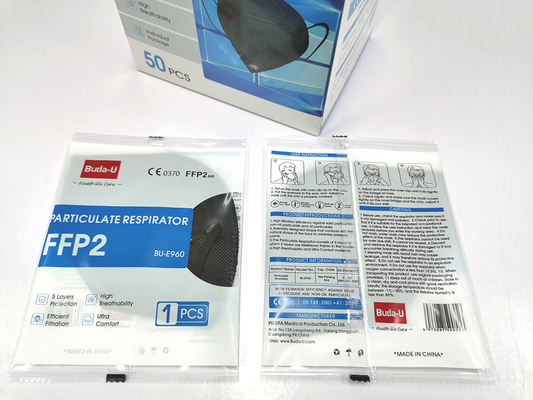 Masques de protection noirs FFP2 BU-E960 CE 0370 certifié sans valve respiratoire