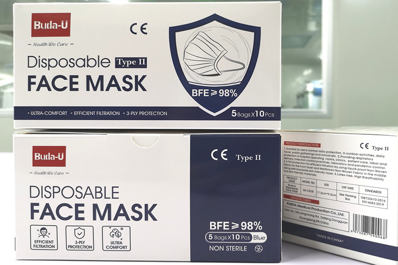 Masque protecteur jetable médical de niveau 2 d'ASTM haut taux de filtration CE EUA EN14683